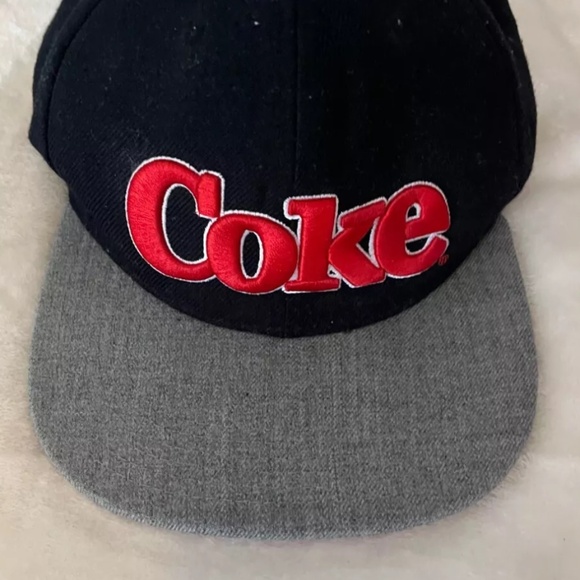 embroidered coke ball cap black with grey brim - Picture 1 of 2